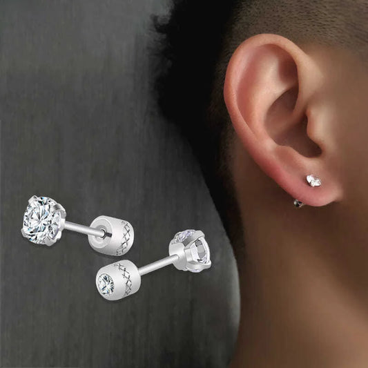 1 piece Medical Stainless steel Crystal Zircon Ear Studs Earrings